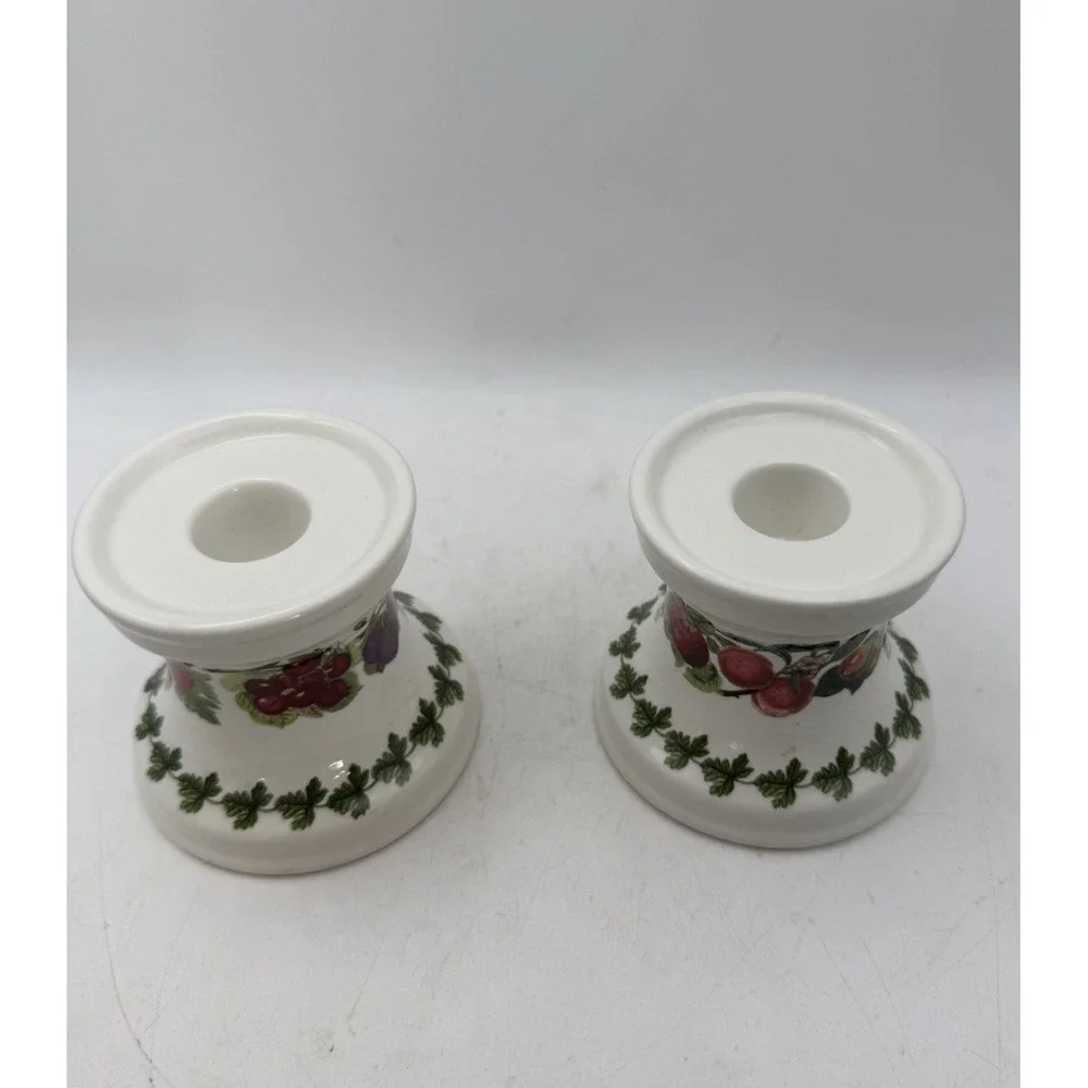 Pair Vintage Portmeirion Pomona Ceramic Candle Holders 3